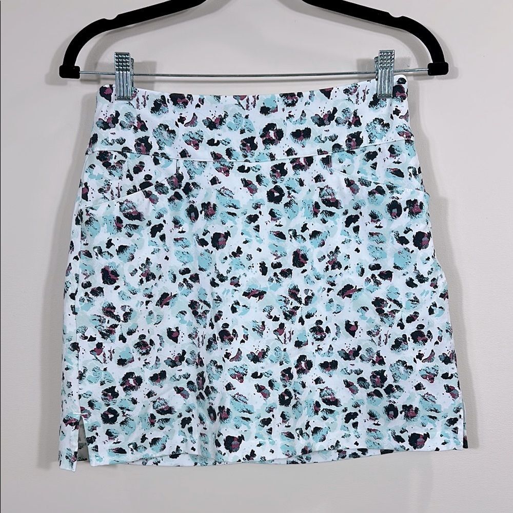 Lady Hagen Sea Glass Blue Leopard Print Golf Skort Performance Women Size Small